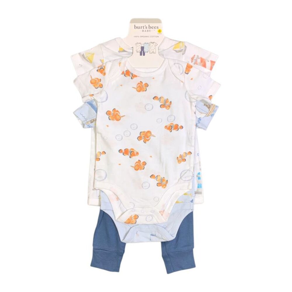 Burt's Bees Baby Toddler Boy Organic Cotton 4 Piece Playwear Set - Navy